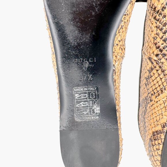 Gucci Evi Interlocking GG Ballet Flats Size 37.5 US 7.5 Beige Python Snake Logo - Picture 15 of 15
